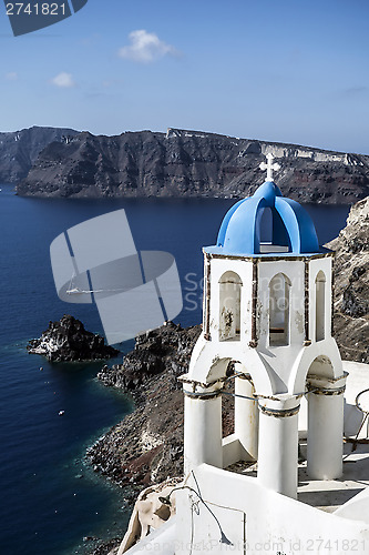 Image of view of caldera with churches 