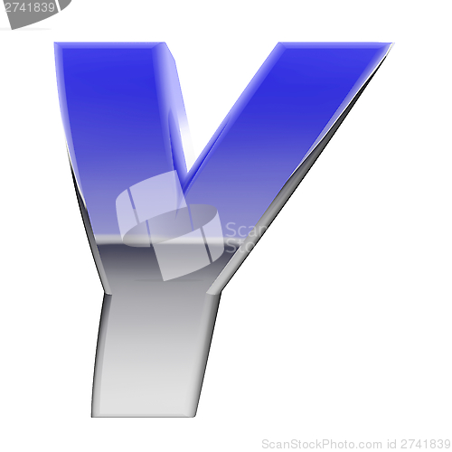 Image of Chrome alphabet symbol letter Y with color gradient reflections isolated on white