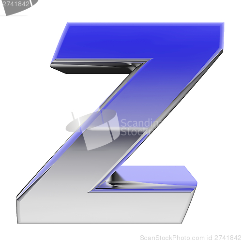 Image of Chrome alphabet symbol letter Z with color gradient reflections isolated on white
