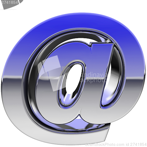 Image of Chrome commercial at or email sign with color gradient reflections isolated on white