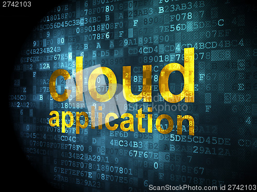 Image of Cloud technology concept: Cloud Application on digital backgroun