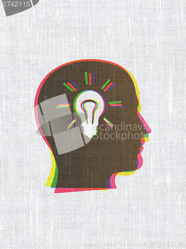 Image of Business concept: Head With Light Bulb on fabric texture backgro