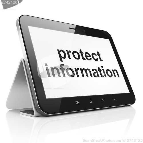 Image of Safety concept: Protect Information on tablet pc computer