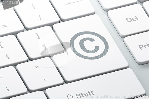 Image of Law concept: Copyright on computer keyboard background