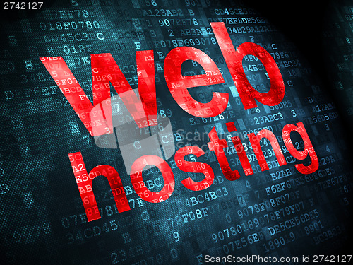Image of SEO web design concept: Web Hosting on digital background