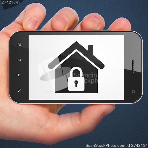 Image of Protection concept: Home on smartphone