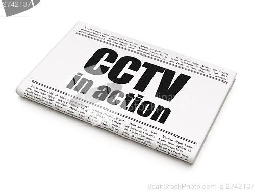 Image of Protection news concept: newspaper headline CCTV In action