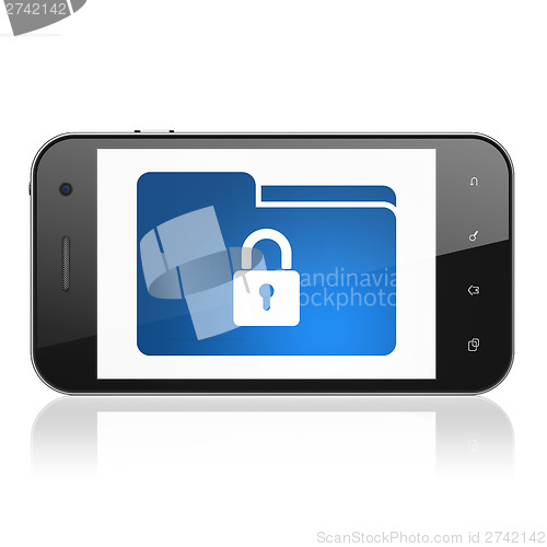 Image of Finance concept: Folder With Lock on smartphone