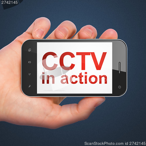 Image of Security concept: CCTV In action on smartphone