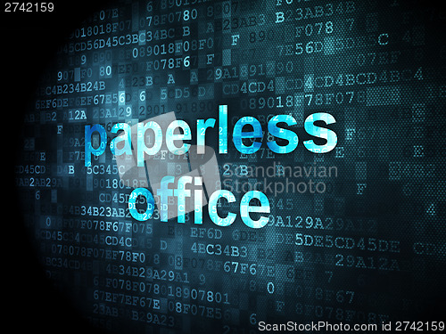 Image of Finance concept: Paperless Office on digital background