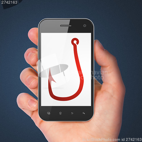 Image of Privacy concept: Fishing Hook on smartphone