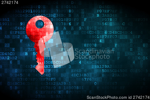 Image of Safety concept: Key on digital background