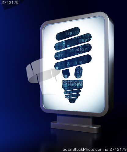 Image of Business concept: Energy Saving Lamp on billboard background