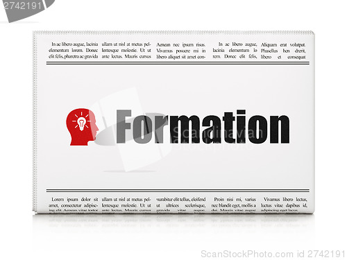 Image of Education news concept: newspaper with Formation and Head With L
