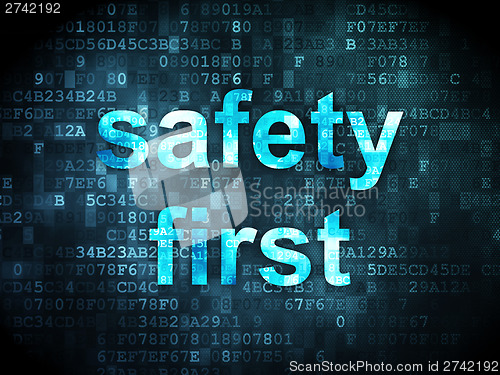 Image of Protection concept: Safety First on digital background