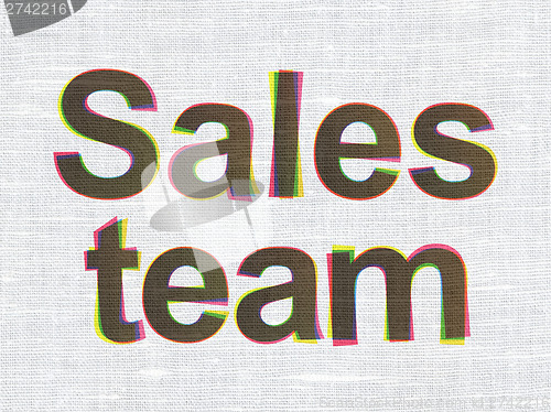 Image of Marketing concept: Sales Team on fabric texture background
