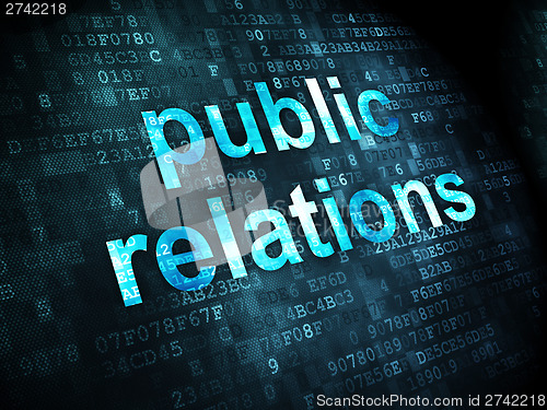 Image of Advertising concept: Public Relations on digital background