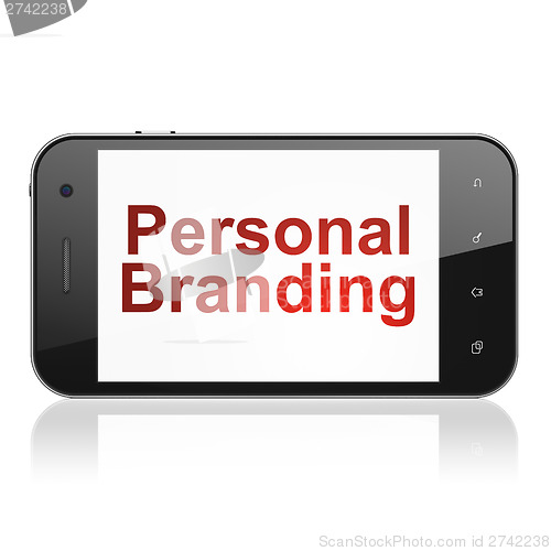 Image of Advertising concept: Personal Branding on smartphone
