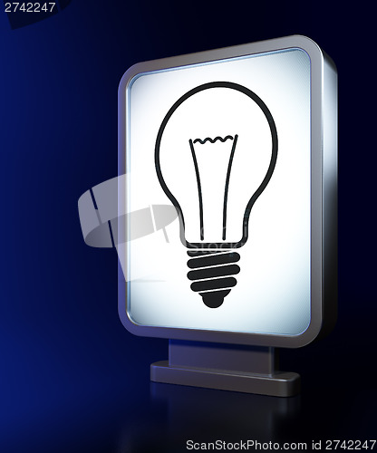 Image of Finance concept: Light Bulb on billboard background