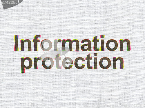 Image of Protection concept: Information Protection on fabric texture bac