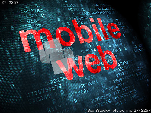 Image of SEO web design concept: Mobile Web on digital background