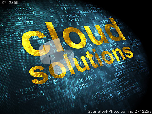Image of Cloud networking concept: Cloud Solutions on digital background