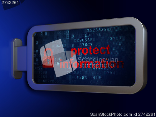 Image of Protection concept: Protect Information and Closed Padlock on bi
