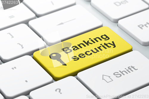 Image of Privacy concept: Key and Banking Security on computer keyboard b