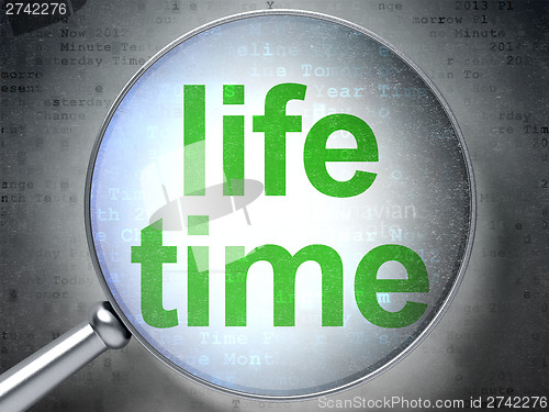 Image of Time concept: Life Time with optical glass