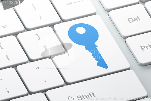 Image of Privacy concept: Key on computer keyboard background