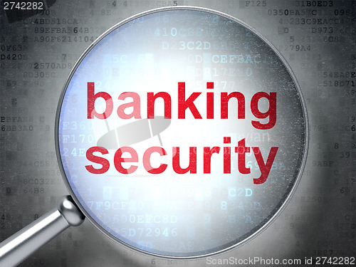 Image of Privacy concept: Banking Security with optical glass