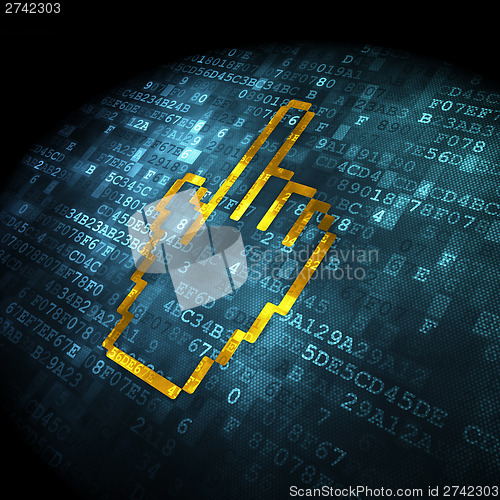 Image of Web development concept: Mouse Cursor on digital background