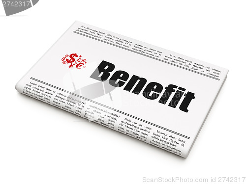 Image of Finance news concept: newspaper with Benefit and Finance Symbol