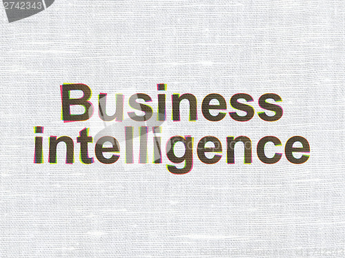 Image of Finance concept: Business Intelligence on fabric texture backgro