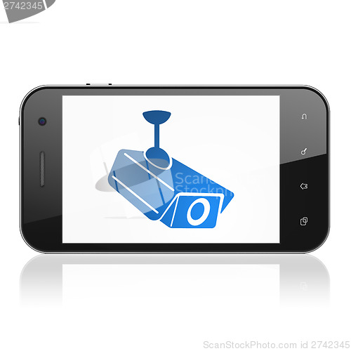 Image of Privacy concept: Cctv Camera on smartphone