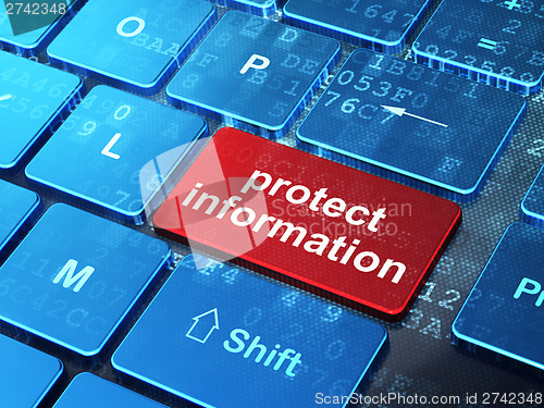 Image of Privacy concept: Protect Information on computer keyboard backgr