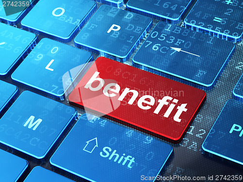 Image of Business concept: Benefit on computer keyboard background
