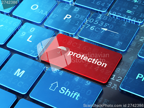 Image of Security concept: Umbrella and Protection on computer keyboard b