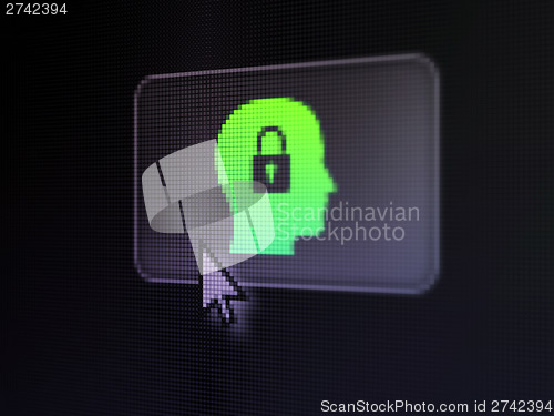 Image of Finance concept: Head With Padlock on digital button background