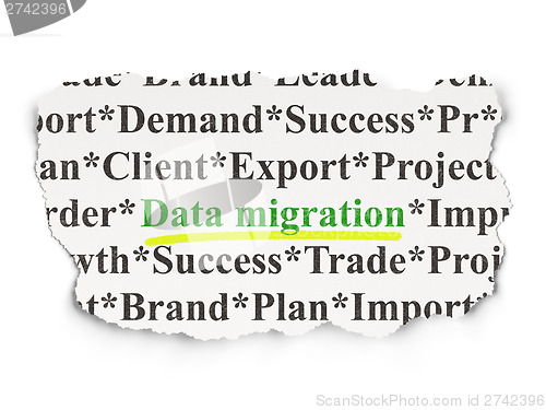 Image of Data concept: Data Migration on Paper background