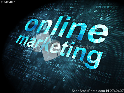 Image of Advertising concept: Online Marketing on digital background