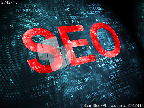 Image of SEO web design concept: SEO on digital background