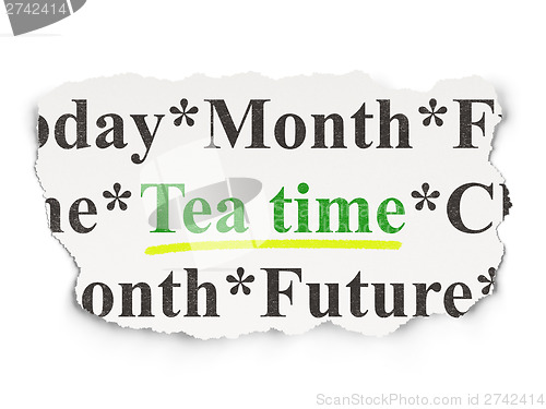 Image of Timeline concept: Tea Time on Paper background