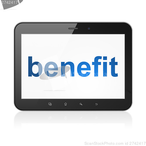 Image of Business concept: Benefit on tablet pc computer