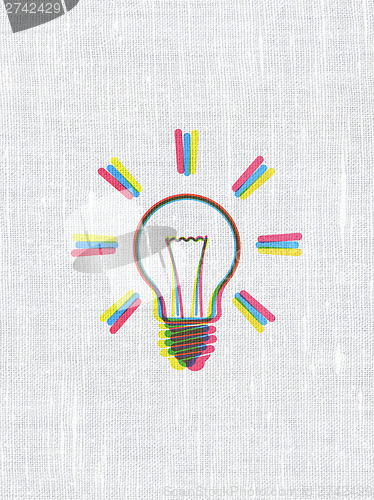 Image of Finance concept: Light Bulb on fabric texture background