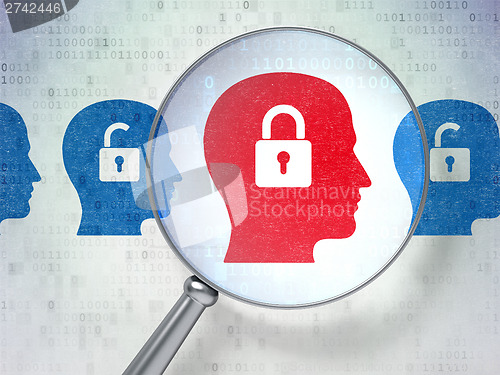 Image of Protection concept: Head Whis Padlock with optical glass on digi