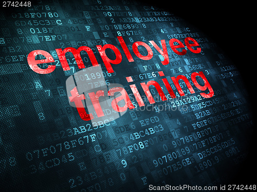 Image of Education concept: Employee Training on digital background