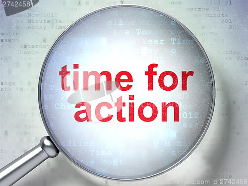 Image of Timeline concept: Time for Action with optical glass