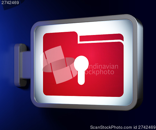 Image of Business concept: Folder With Keyhole on billboard background