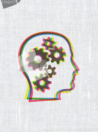 Image of Business concept: Head With Gears on fabric texture background